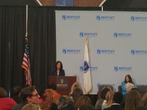 Secretary of Labor and Workforce Development Rachel Kaprielian explained the background of the 'Corporate Challenge'